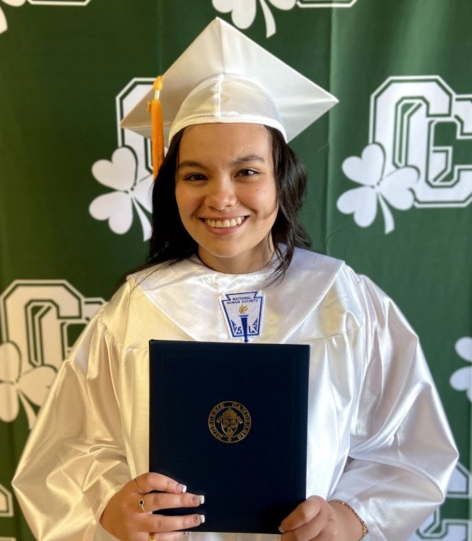 photo of high school graduate with diploma