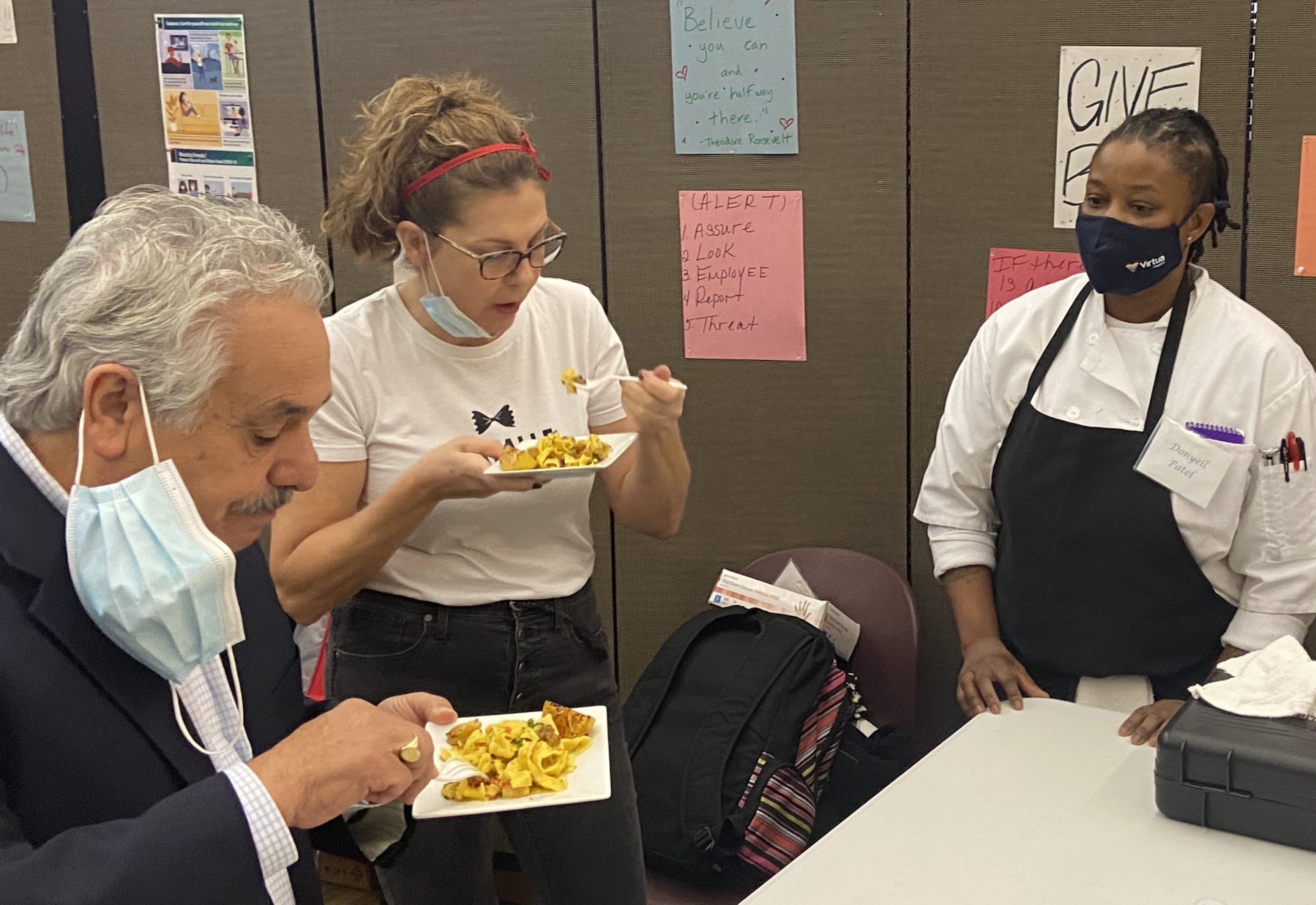 Photo of Pepe Piperno tasting one of the pasta creations at Cathedral Kitchen