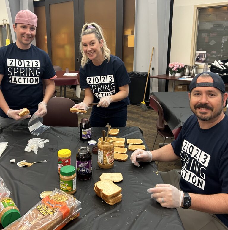 photo of volunteers making sandwiches