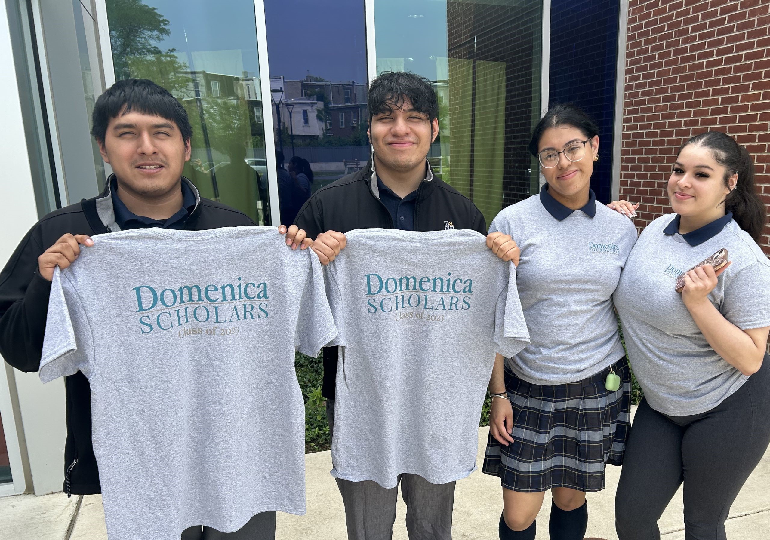 photo of high school grads in Domenica Foundation T-shirts