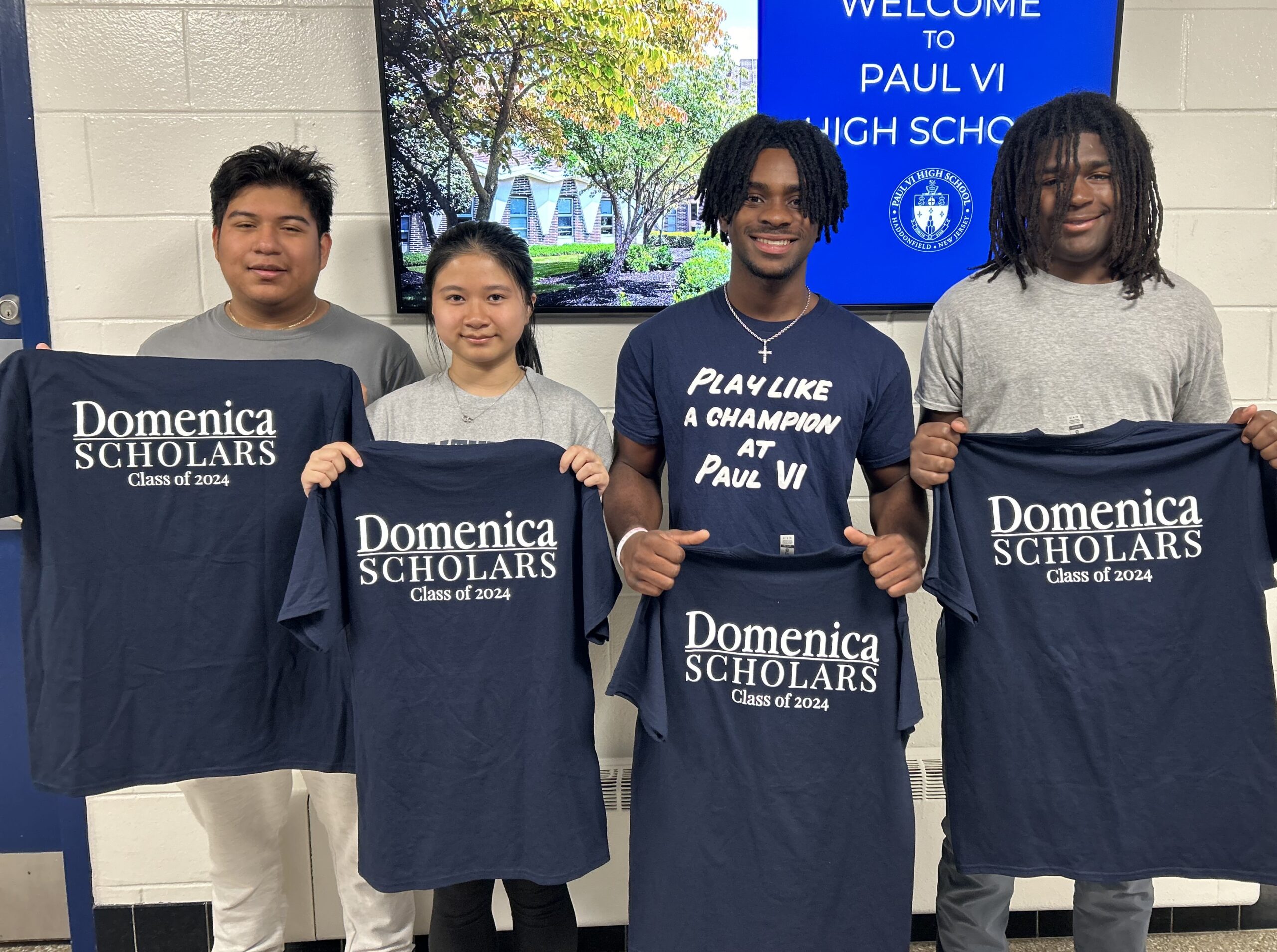 High school students with Domenica Foundation T-shirts