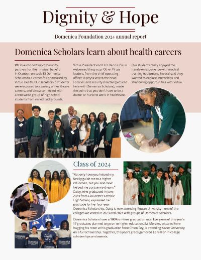 thumbnail image of front page of Domenica Foundation annual report